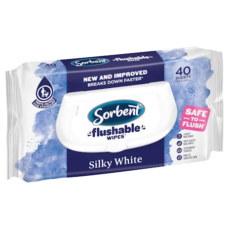 Sorbent Flushable Wipes - Pkt 40