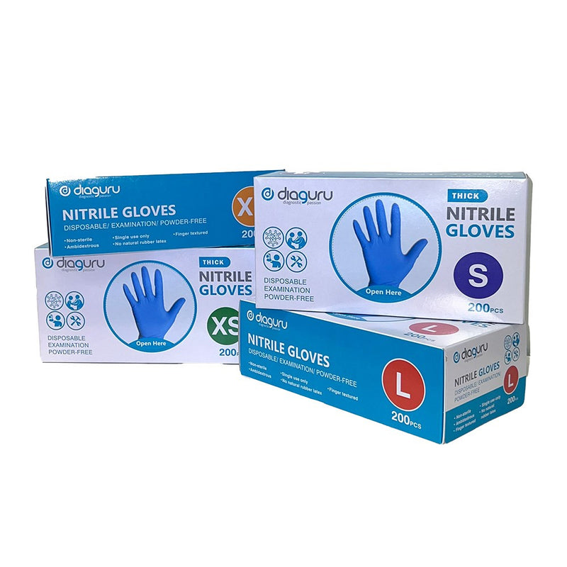 DiaGuru Blue Nitrile Exam Gloves Large - Box 200
