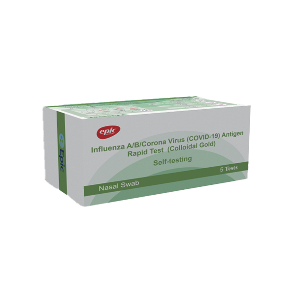 Epic Covid-19 + Flu A&B (3in1) Nasal Antigen Rapid Test - Box 5
