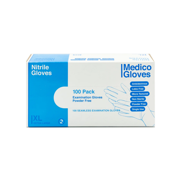 Medico Blue Nitrile Exam Gloves XLarge - Box 100