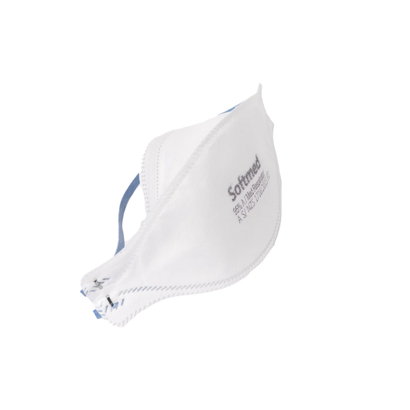 Softmed A-MED Mask N95 P2 w/ Standard Headbands (blue straps) - Box 20