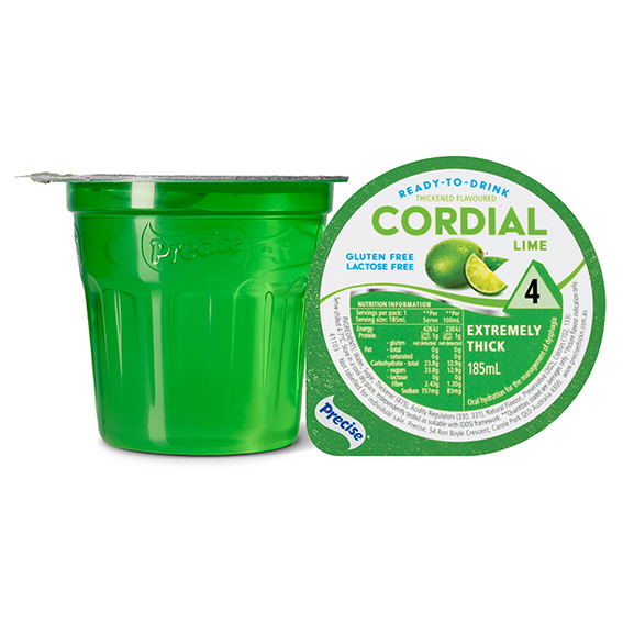 Precise Cordial Lime Extremely Thick/Level 4 185ml Dysphagia RTD - Ctn 12