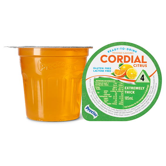 Precise Cordial Citrus Extremely Thick/Level 4 185ml Dysphagia RTD - Ctn 12