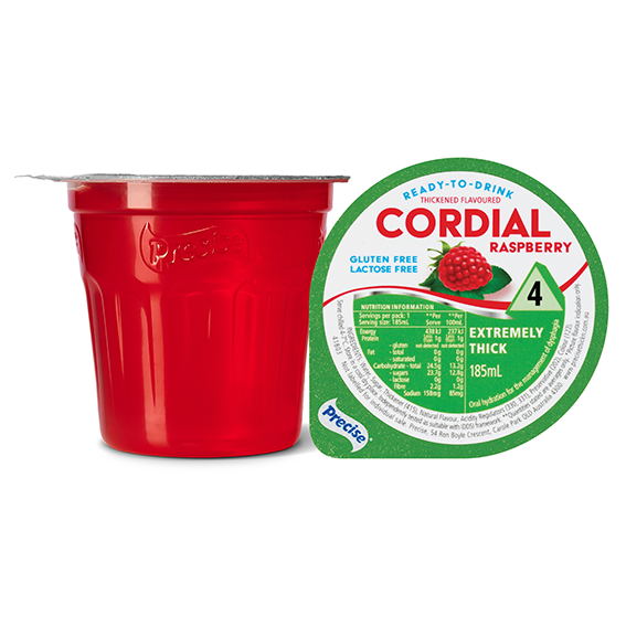 Precise Cordial Raspberry Extremely Thick/Level 4 185ml Dysphagia RTD - Ctn 12