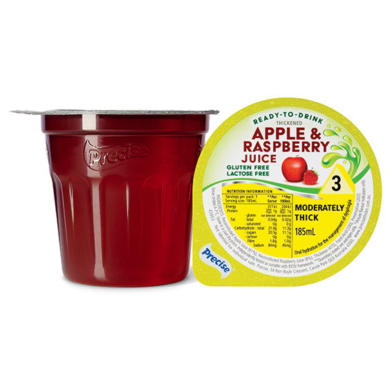 Precise Apple & Raspberry Juice Moderately Thick/Level 3 185ml Dysphagia RTD - Ctn 12