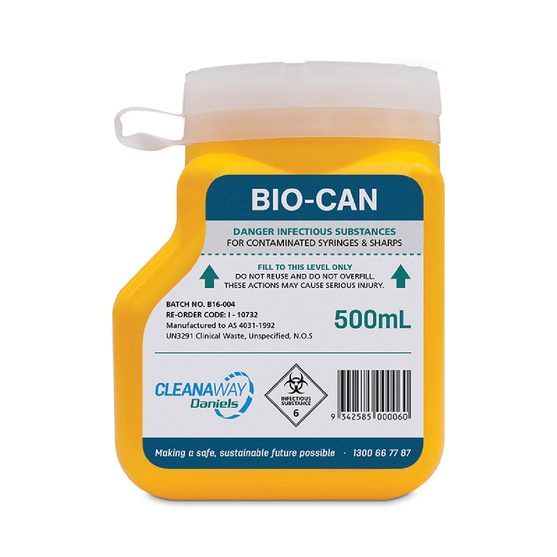 BIO-CAN 1.4L Square w/ Screw Cap Sharps Container