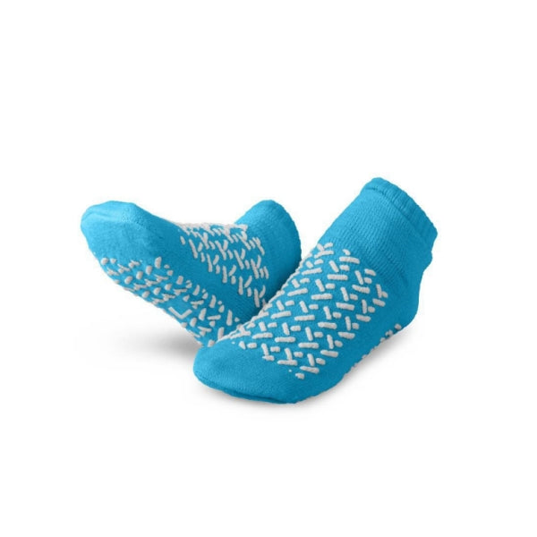 Double-Tread Safety Sock Slipper Blue Large - 1 Pair