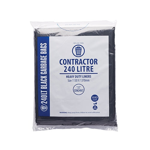 Garbage Bag 240L Black Heavy Duty - Ctn 100