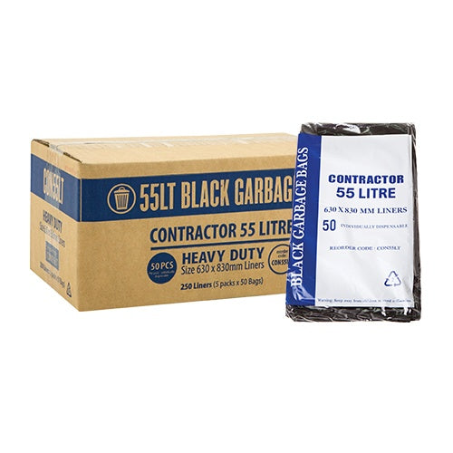 Garbage Bag 55L Black Heavy Duty - Ctn 250