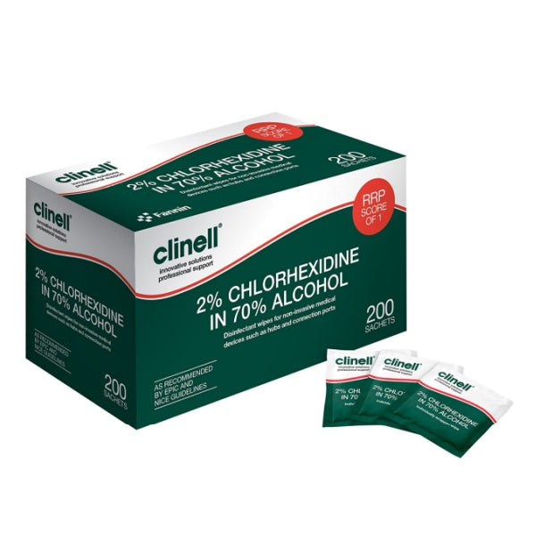 Clinell 2% Chlorhexidine in 70% Alcohol Wipes - Pkt 240