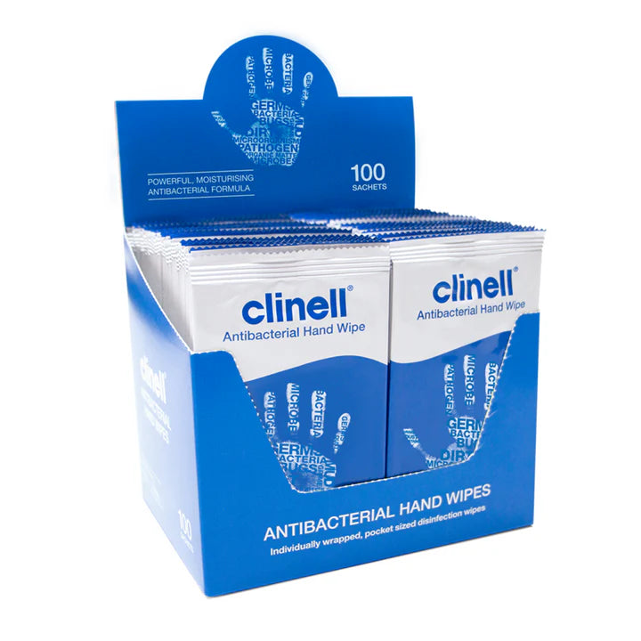 Clinell Antibacterial Handwipes Individually Wrapped - Box 100