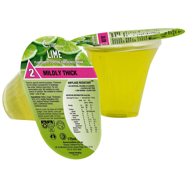 Flavour Creations Lime Cordial 150 / 2 Mildly Thick 175ml Dysphagia RTD - Ctn 24