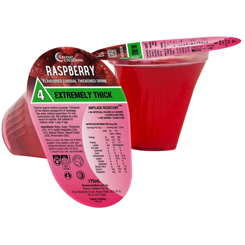 Flavour Creations Raspberry Cordial 900 / 4 Extremely Thick 175ml Dysphagia RTD - Ctn 24