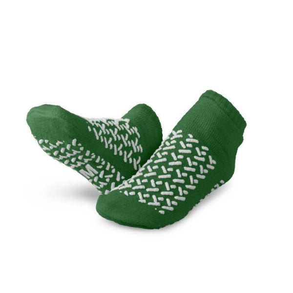 Double-Tread Safety Sock Slipper Green Medium - 1 Pair
