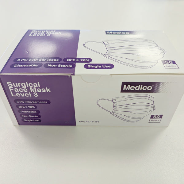 Medico Mask Blue Level 3 w/ Ear Loops - Box 50