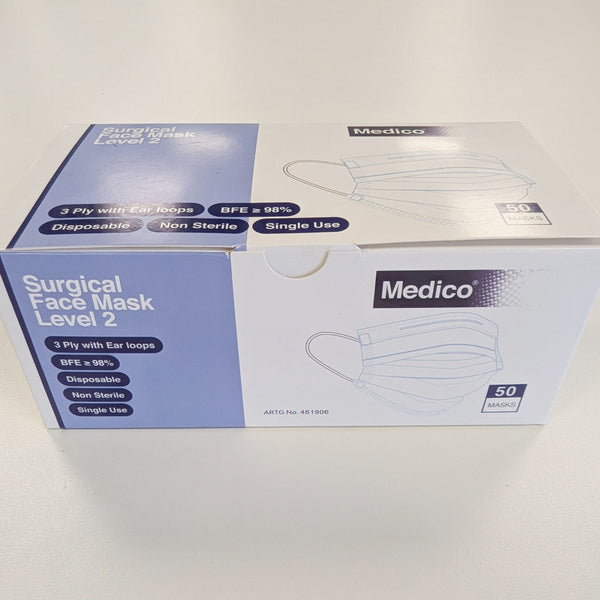 Medico Mask Blue Level 2 w/ Ear Loops - Box 50