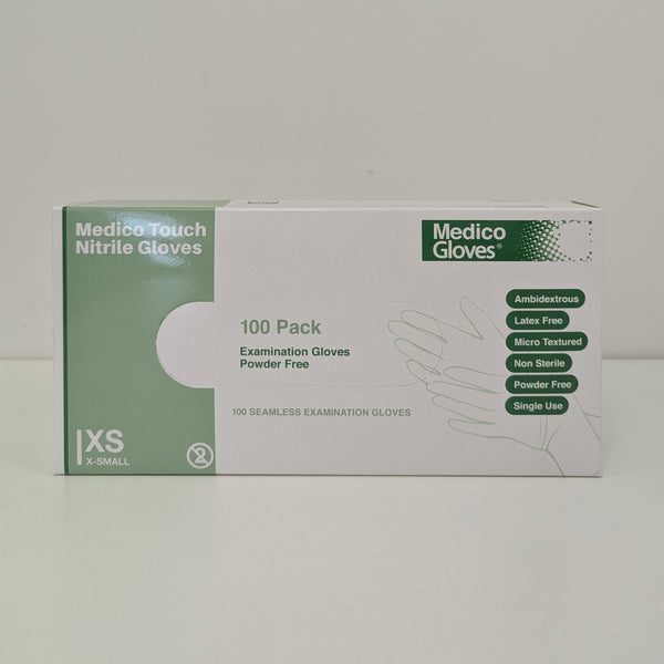 Medico Touch Blue Nitrile Exam Gloves XSmall - Box 100