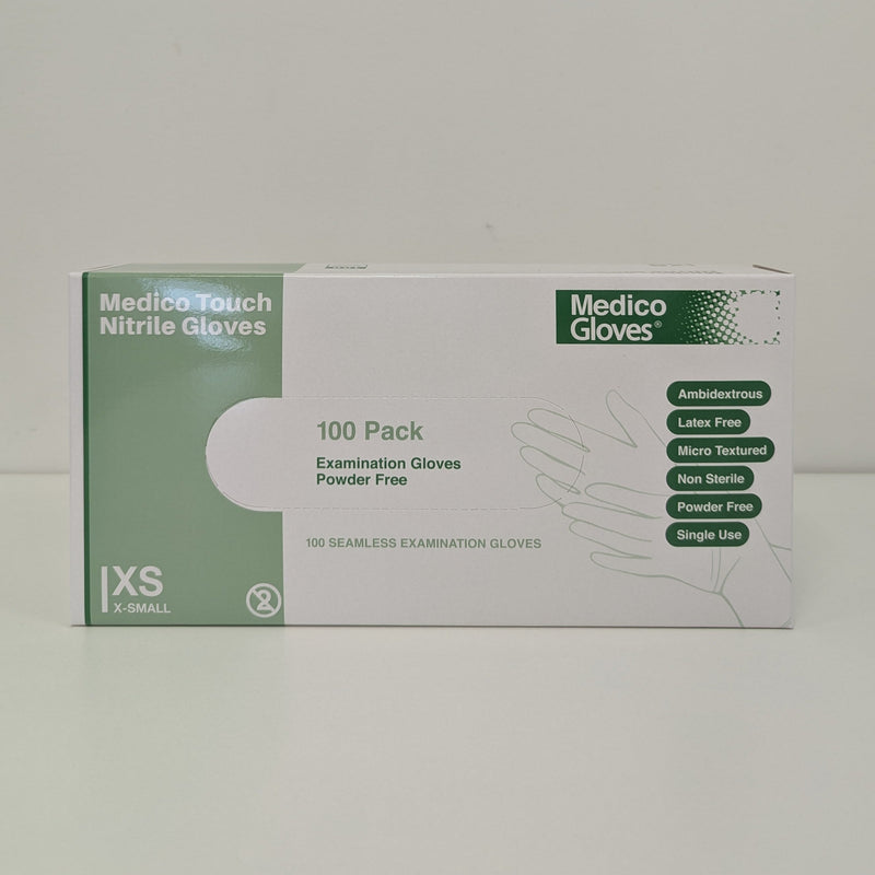 Medico Touch Blue Nitrile Exam Gloves XSmall - Box 100