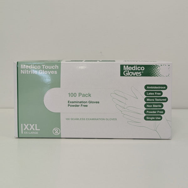 Medico Touch Blue Nitrile Exam Gloves XXLarge - Box 100