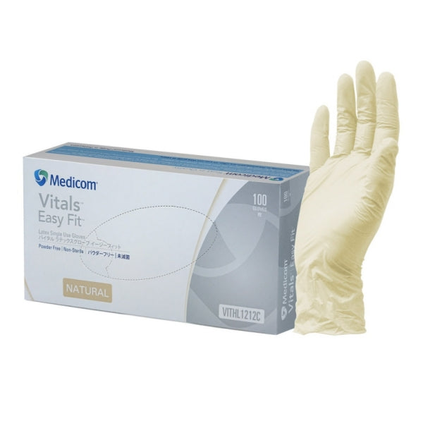 Vitals Latex P/F Exam Gloves Extra Small - Box 100