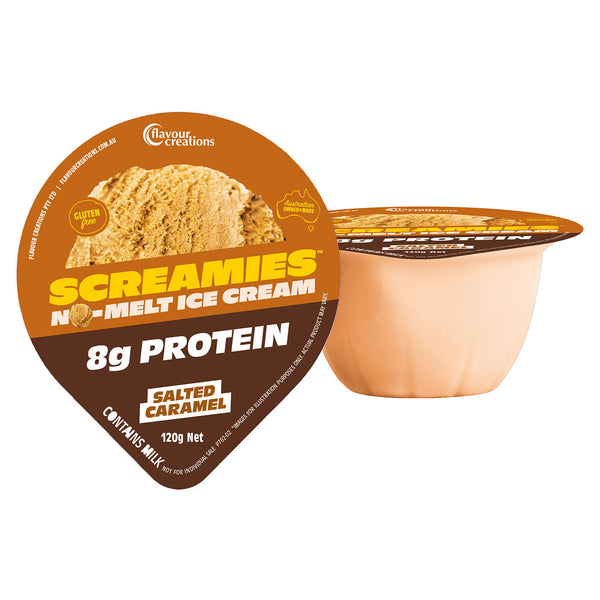 Flavour Creations SCREAMIES No Melt Ice Cream Protein Salted Caramel 120g - Ctn 36