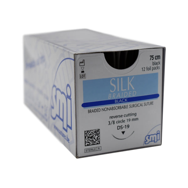Silk Braid Suture 2-0 24mm 75cm Black - Box 12