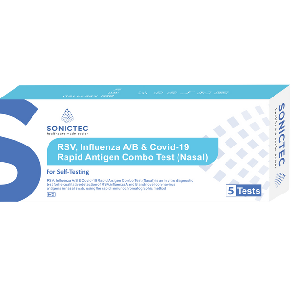 Sonictec Covid-19, RSV + Flu A&B (4in1) Nasal Antigen Rapid Test - Box 5
