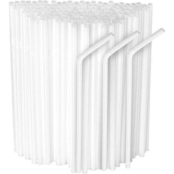 Straw Flexible Plastic white 210x5mm- Pkt 100