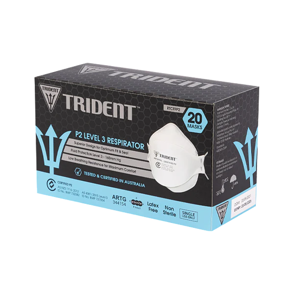 Trident P2 Level 3 Respirator Regular Size w/ Headbands - Box 20
