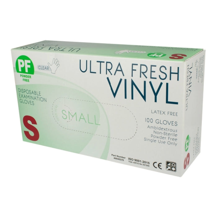Ultra Fresh Vinyl P/F Exam Gloves Small - Box 100