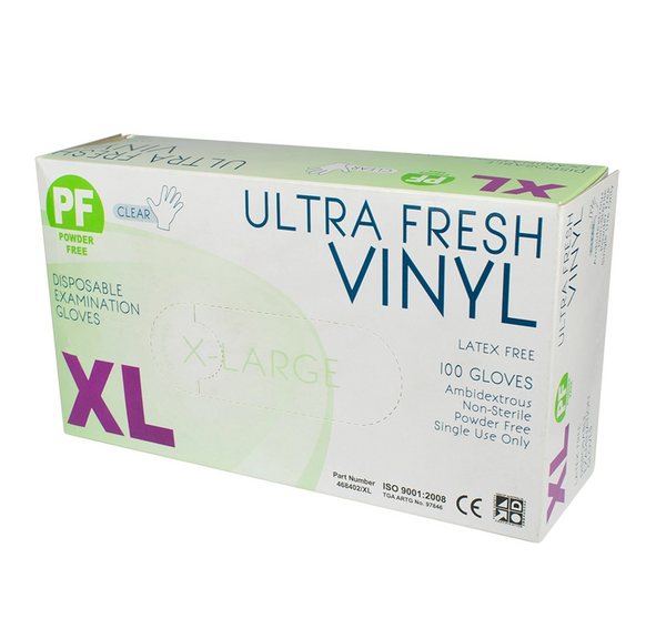 Ultra Fresh Vinyl P/F Exam Gloves XLarge - Box 100