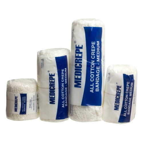 MEDICREPE Cotton Crepe Bandage 2.5cm x 1.6m Unstretched (Medium) - 12 rolls
