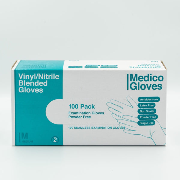 Medico Blue Vinyl/Nitrile Blended Gloves Medium - Box 100
