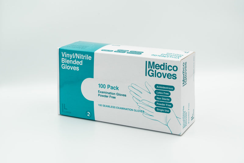 Medico Blue Vinyl/Nitrile Blended Gloves Large - Box 100