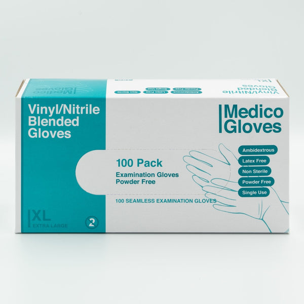 Medico Blue Vinyl/Nitrile Blended Gloves XLarge - Box 100