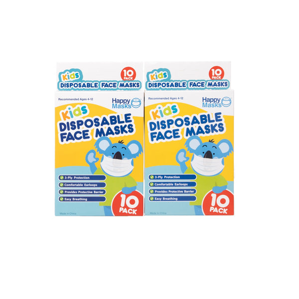 Happy Masks Kids Disposable Face Masks - Pkt 10