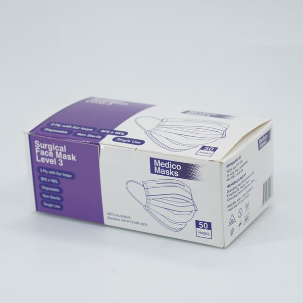 Medico Blue Mask Level 3 with Ear Loops - Box 50