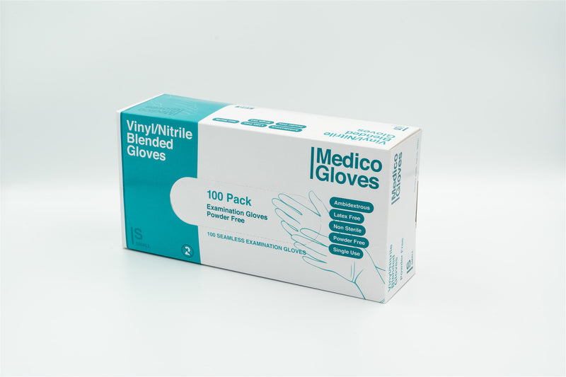 Medico Blue Vinyl/Nitrile Blended Gloves Small - Box 100