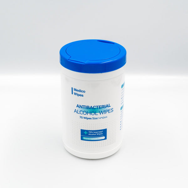 Medico Antibacterial Wipes (Isopropyl Alcohol 70%) - Tub 75