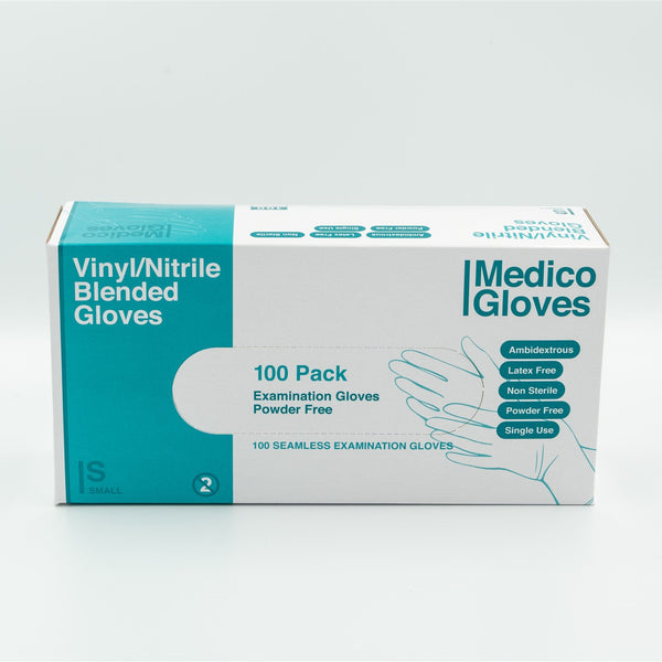 Medico Blue Vinyl/Nitrile Blended Gloves Small - Box 100