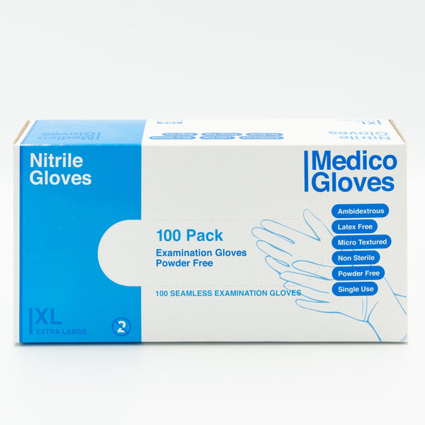 Medico Blue Nitrile Exam Gloves XLarge - Box 100