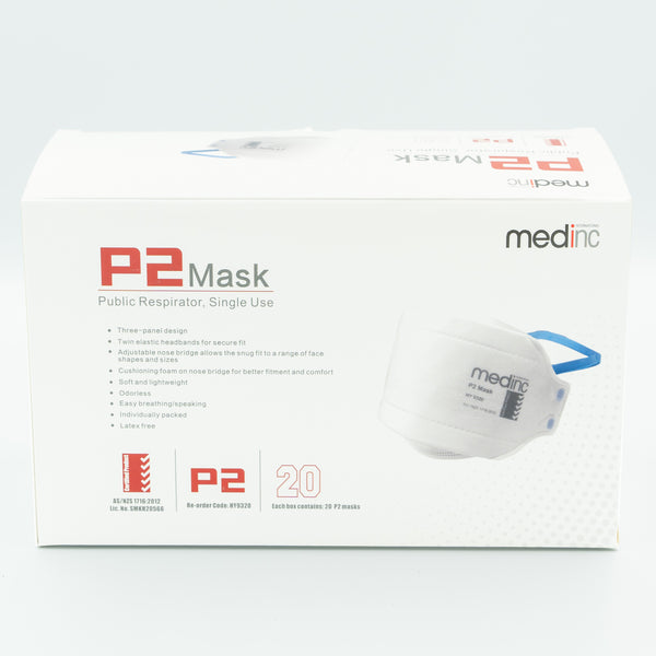 Medinc P2 N95 Mask w/ Headbands - Box 20